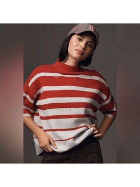 NWT Anthropologie The‎ Carys Mock-Neck Sweater by Maeve: Short-Sleeve Edition